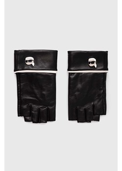 Karl Lagerfeld mitenki skórzane damskie kolor czarny 245W3605 ze sklepu ANSWEAR.com w kategorii Rękawiczki damskie - zdjęcie 173661984