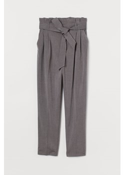 H & M - Spodnie z talią paper bag - Szary ze sklepu H&M w kategorii Spodnie damskie - zdjęcie 173665252