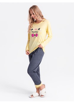 Piżama damska 262ULR - żółta ze sklepu Edoti w kategorii Piżamy damskie - zdjęcie 173665683