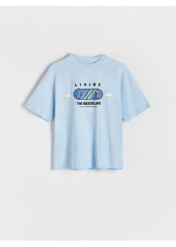 Reserved - T-shirt oversize z nadrukiem - jasnoniebieski ze sklepu Reserved w kategorii T-shirty chłopięce - zdjęcie 173665853