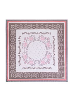 Damska chusta wzorzysta z jedwabiu biało - różowa ze sklepu WITTCHEN w kategorii Szaliki i chusty damskie - zdjęcie 173665872
