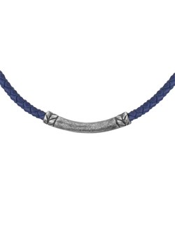 Naszyjnik męski niebieski jeansowy rzemień z antyczną rurką ze sklepu manoki.pl w kategorii Naszyjniki męskie - zdjęcie 173667740