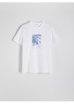 Reserved - T-shirt regular z nadrukiem - biały ze sklepu Reserved w kategorii T-shirty męskie - zdjęcie 173668071