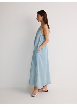 Reserved - Sukienka na ramiączkach z lyocellem - niebieski ze sklepu Reserved w kategorii Sukienki - zdjęcie 173668230