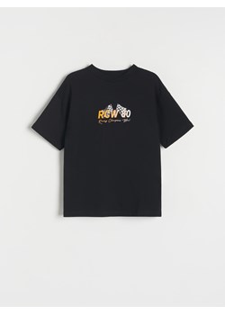 Reserved - T-shirt oversize z nadrukiem - czarny ze sklepu Reserved w kategorii T-shirty chłopięce - zdjęcie 173668282