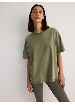 Reserved - T-shirt regular - oliwkowy ze sklepu Reserved w kategorii Bluzki damskie - zdjęcie 173668434