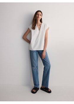 Reserved - Bawełniany t-shirt - biały ze sklepu Reserved w kategorii Bluzki damskie - zdjęcie 173668481