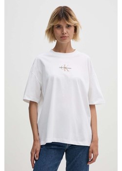 Calvin Klein Jeans t-shirt bawełniany damski kolor biały J20J223561 ze sklepu ANSWEAR.com w kategorii Bluzki damskie - zdjęcie 173669312