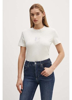 Calvin Klein Jeans t-shirt bawełniany damski kolor beżowy J20J223908 ze sklepu ANSWEAR.com w kategorii Bluzki damskie - zdjęcie 173669320
