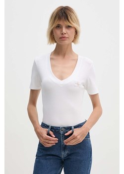 Calvin Klein Jeans t-shirt damski kolor biały J20J223274 ze sklepu ANSWEAR.com w kategorii Bluzki damskie - zdjęcie 173669333