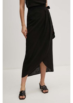 Sisley spódnica lniana kolor czarny maxi prosta 41I4L002D ze sklepu ANSWEAR.com w kategorii Spódnice - zdjęcie 173669463