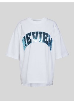T-shirt o kroju oversized z cekinowym obszyciem model ‘SEQUINS’ ze sklepu Peek&Cloppenburg  w kategorii Bluzki damskie - zdjęcie 173671723