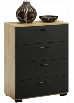 Nowoczesna Komoda Czarny Z Szufladami Dąb Artisan + A9-G49 ze sklepu Edinos.pl w kategorii Komody - zdjęcie 173672474