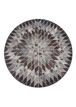 Brązowy okrągły dywan z wzorami - Hrimo ze sklepu Edinos.pl w kategorii Dywany - zdjęcie 173672731