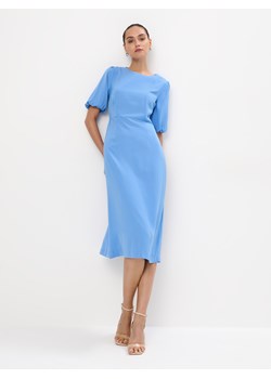 Mohito - Niebieska sukienka midi z bufiastymi rękawami - błękitny ze sklepu Mohito w kategorii Sukienki - zdjęcie 173675252