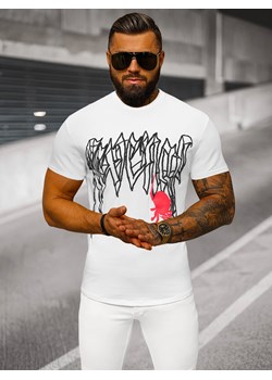 T-shirt męski slim fit biały OZONEE NB/MT3026Z ze sklepu ozonee.pl w kategorii T-shirty męskie - zdjęcie 173675811
