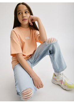 Reserved - T-shirt z nadrukiem - brzoskwiniowy ze sklepu Reserved w kategorii Bluzki dziewczęce - zdjęcie 173677763