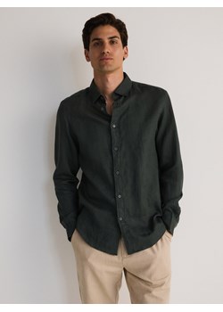 Reserved - Lniana koszula regular fit - zielony ze sklepu Reserved w kategorii Koszule męskie - zdjęcie 173677814