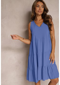Niebieska Bawełniana Sukienka o Rozkloszowanym Kroju Bez Rękawów Gladea ze sklepu Renee odzież w kategorii Sukienki - zdjęcie 173678372