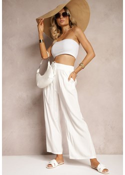Białe Spodnie Bawełniane z Szerokimi Nogawkami Vimavie ze sklepu Renee odzież w kategorii Spodnie damskie - zdjęcie 173678462
