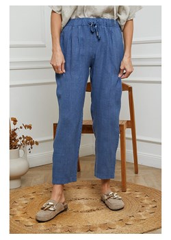 La Compagnie Du Lin Lniane spodnie w kolorze niebieskim ze sklepu Limango Polska w kategorii Spodnie damskie - zdjęcie 173680220