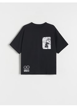 Reserved - T-shirt oversize SmileyWorld® - czarny ze sklepu Reserved w kategorii T-shirty chłopięce - zdjęcie 173681282
