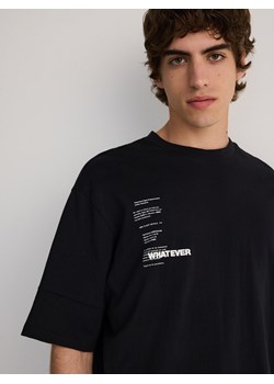 Reserved - T-shirt boxy z nadrukiem - czarny ze sklepu Reserved w kategorii T-shirty męskie - zdjęcie 173681521