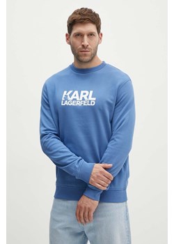 Karl Lagerfeld bluza bawełniana męska kolor niebieski z nadrukiem 543917.705091 ze sklepu ANSWEAR.com w kategorii Bluzy męskie - zdjęcie 173681813