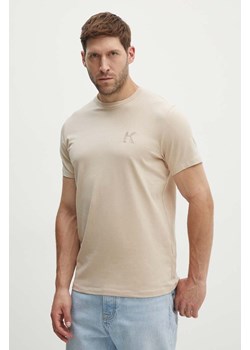 Karl Lagerfeld t-shirt męski kolor beżowy gładki ze sklepu ANSWEAR.com w kategorii T-shirty męskie - zdjęcie 173682000