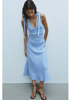 H & M - Sukienka z domieszką lnu - Niebieski ze sklepu H&M w kategorii Sukienki - zdjęcie 173683650