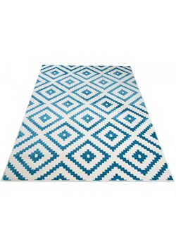 Biały dywan w niebieski wzór do salonu - Mistic 9X ze sklepu Edinos.pl w kategorii Dywany - zdjęcie 173684471