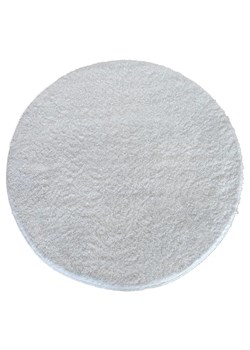 Biały okrągły dywan typu shaggy - Moxi ze sklepu Edinos.pl w kategorii Dywany - zdjęcie 173684602