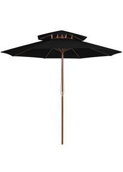 Czarny parasol ogrodowy z podwójnym daszkiem - Serenity ze sklepu Edinos.pl w kategorii Parasole ogrodowe - zdjęcie 173684604