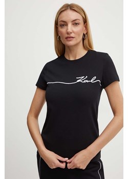 Karl Lagerfeld t-shirt bawełniany damski kolor czarny 245W1706 ze sklepu ANSWEAR.com w kategorii Bluzki damskie - zdjęcie 173686021
