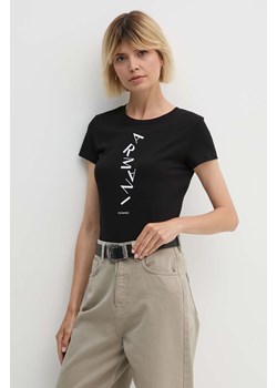 Armani Exchange t-shirt bawełniany damski kolor czarny ze sklepu ANSWEAR.com w kategorii Bluzki damskie - zdjęcie 173686062