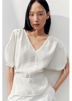 H & M - Bluzka z tasiemkami do ściągania - Biały ze sklepu H&M w kategorii Bluzki damskie - zdjęcie 173688222