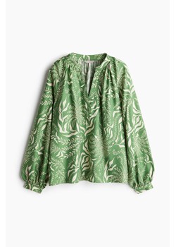H & M - Bluzka z baloniastym rękawem - Zielony ze sklepu H&M w kategorii Bluzki damskie - zdjęcie 173688244