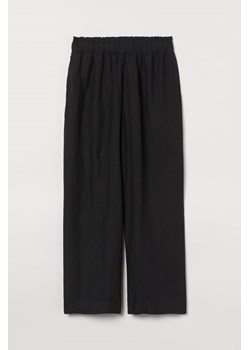 H & M - Lniane spodnie do połowy łydki - Czarny ze sklepu H&M w kategorii Spodnie damskie - zdjęcie 173688260