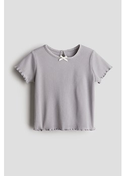 H & M - Top z dżerseju w prążki - Szary ze sklepu H&M w kategorii Bluzki dziewczęce - zdjęcie 173688330