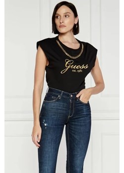 GUESS T-shirt CRYSTAL LOGO | Regular Fit ze sklepu Gomez Fashion Store w kategorii Bluzki damskie - zdjęcie 173689960