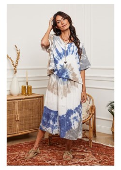 La Compagnie Du Lin Sukienka &quot;Ceteen&quot; w kolorze beżowo-niebieskim ze sklepu Limango Polska w kategorii Sukienki - zdjęcie 173691091