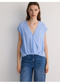 Reserved - Kopertowa bluzka z wiskozy - jasnoniebieski ze sklepu Reserved w kategorii Bluzki damskie - zdjęcie 173694000