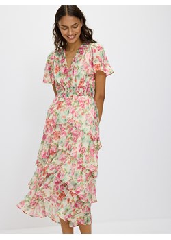 Reserved - Sukienka midi z falbanami - wielobarwny ze sklepu Reserved w kategorii Sukienki - zdjęcie 173694043