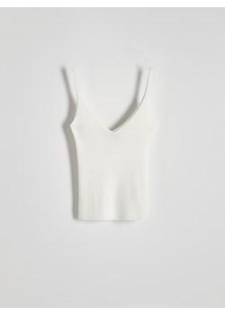 Reserved - Dzianinowy top - złamana biel ze sklepu Reserved w kategorii Bluzki damskie - zdjęcie 173694244