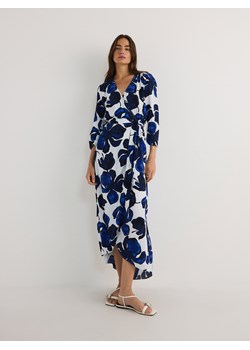 Reserved - Wzorzysta sukienka z wiskozy - niebieski ze sklepu Reserved w kategorii Sukienki - zdjęcie 173694343