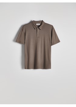 Reserved - Koszulka polo regular z domieszką lnu - ciemnobrązowy ze sklepu Reserved w kategorii T-shirty męskie - zdjęcie 173694540