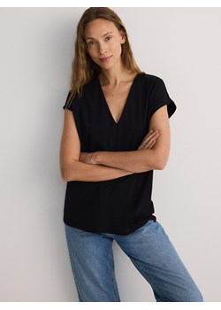 Reserved - Bawełniany t-shirt - czarny ze sklepu Reserved w kategorii Bluzki damskie - zdjęcie 173694710