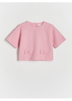 Reserved - Tweedowa bluzka - różowy ze sklepu Reserved w kategorii Bluzki dziewczęce - zdjęcie 173695742