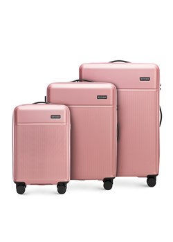 Zestaw walizek z ABS-u z pionowymi paskami zgaszony róż ze sklepu WITTCHEN w kategorii Walizki - zdjęcie 173695800