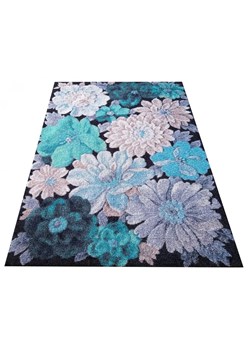 Turkusowy dywan w kwiaty - Holdi ze sklepu Edinos.pl w kategorii Dywany - zdjęcie 173695983
